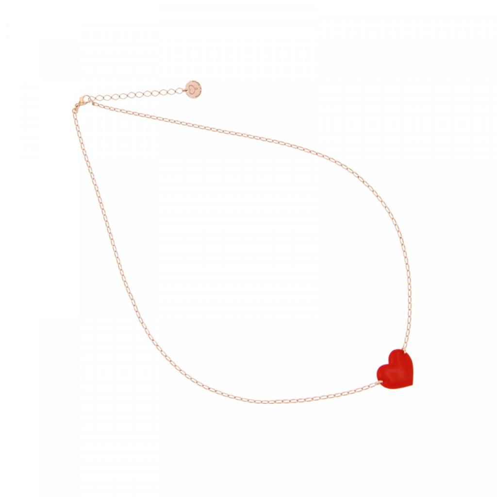 GIROCOLLO DI CATENA CON CUORE ROSSO 15 MM PASSANTE - MISURA REGOLABILE - MAMAN ET SOPHIE