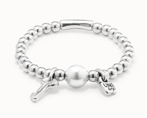 Bracciale rigido placcato in argento sterling con perla donna - UNO DE 50
