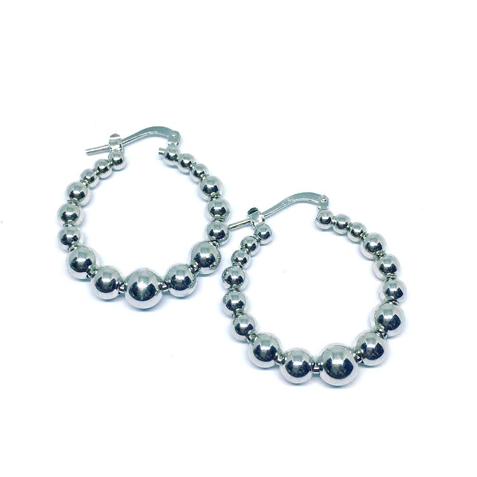 Orecchini a Cerchio Con Sfere  - LORENZO SEGONI SILVER