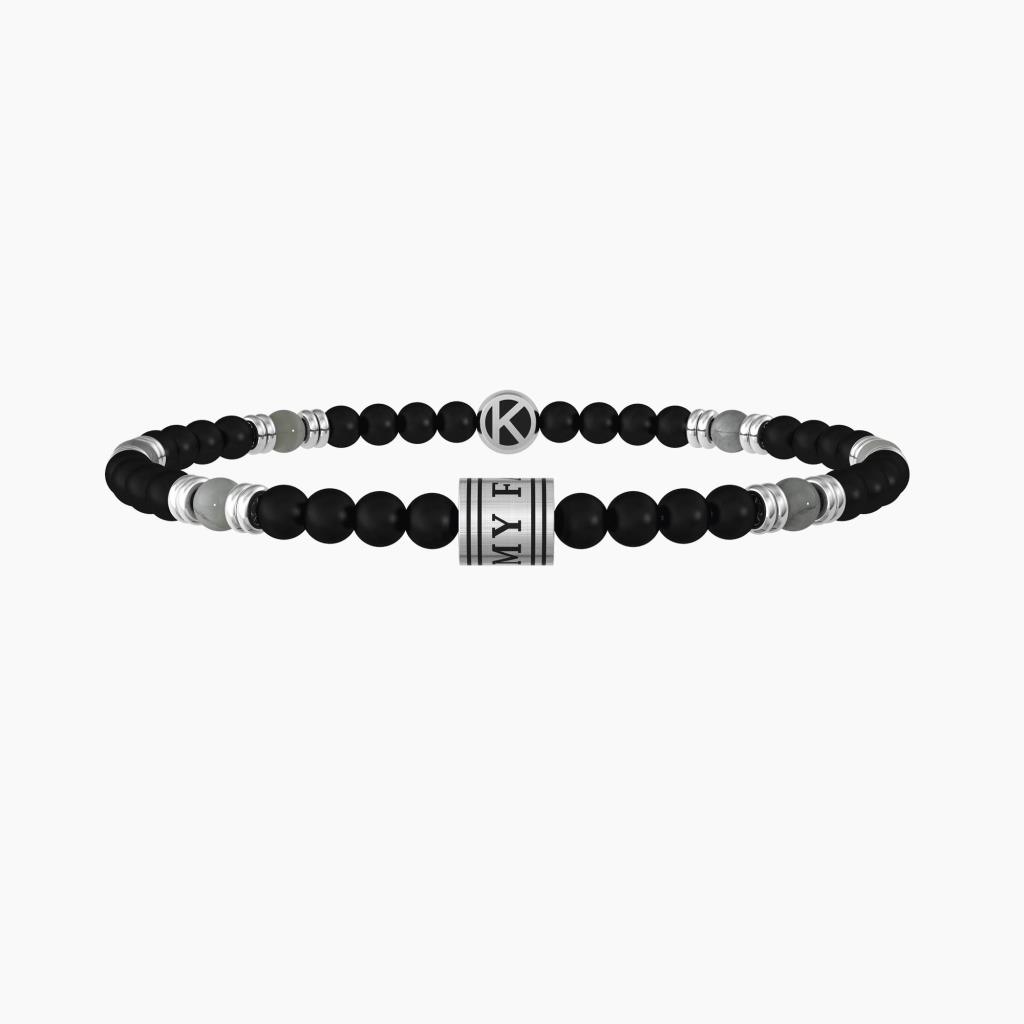 Bracciale da uomo con agata e frase famiglia - KIDULT
