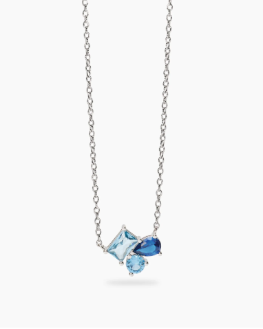 Girocollo in bronzo e argento con cluster blu - MABINA