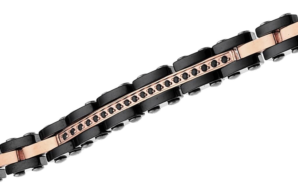 Bracciale Zancan da uomo Acciaio pvd Nero e Rosa - ZANCAN