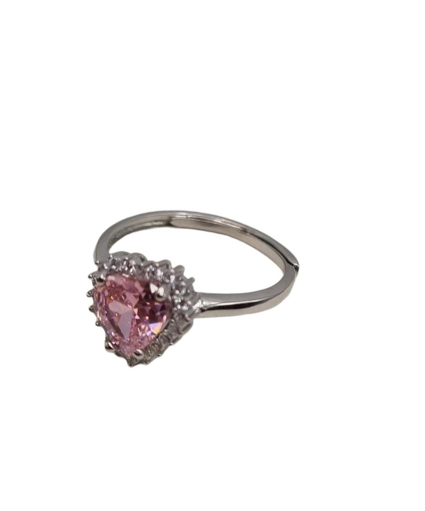 Anello Cuore Zircone Rosa - LORENZO SEGONI SILVER