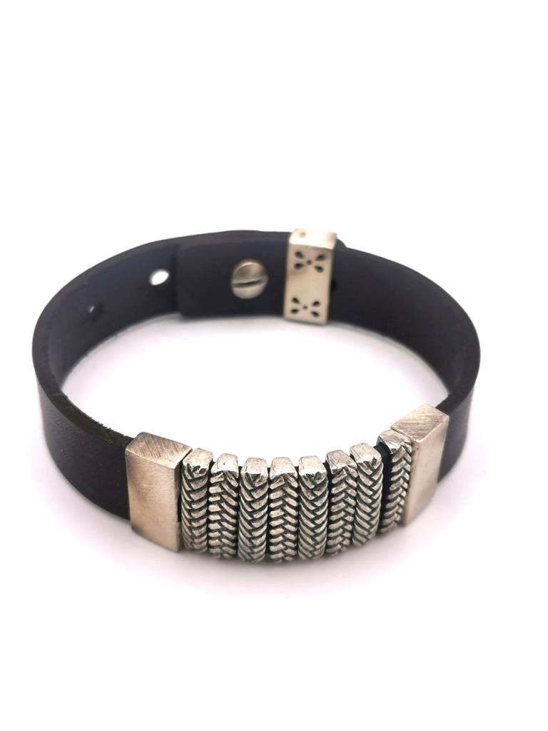 Bracciale Amantide in Cuoio Nero - AMANTIDE