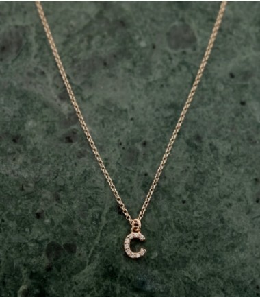 Collana argento gold con iniziale pavé zirconi - VERSARI ACCESSORIES
