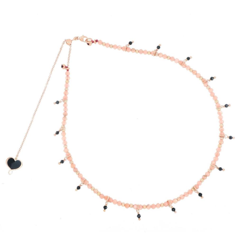 Collana Maman Et Sophie Girocollo Spinelli Neri e Rodocrosite - MAMAN ET SOPHIE