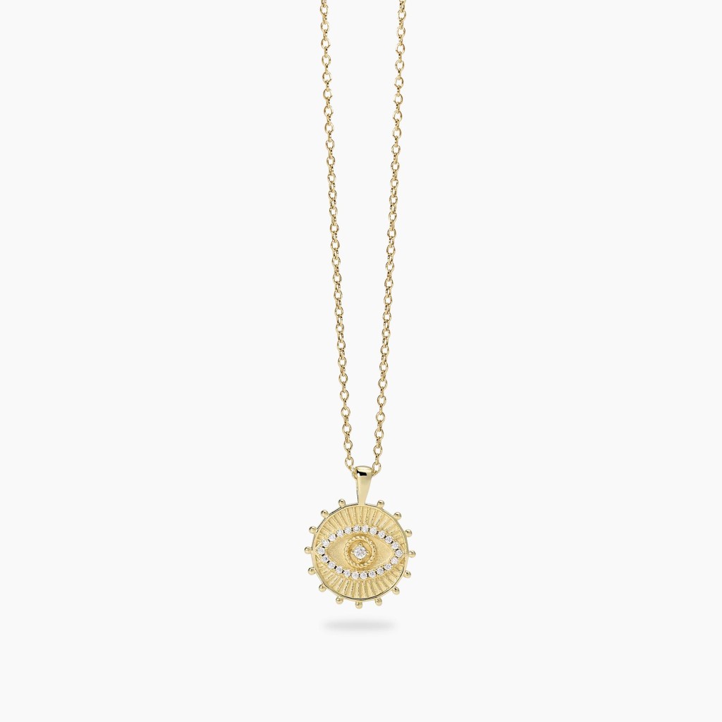 Girocollo in argento dorato con ciondolo occhio LOOK AT ME - MABINA