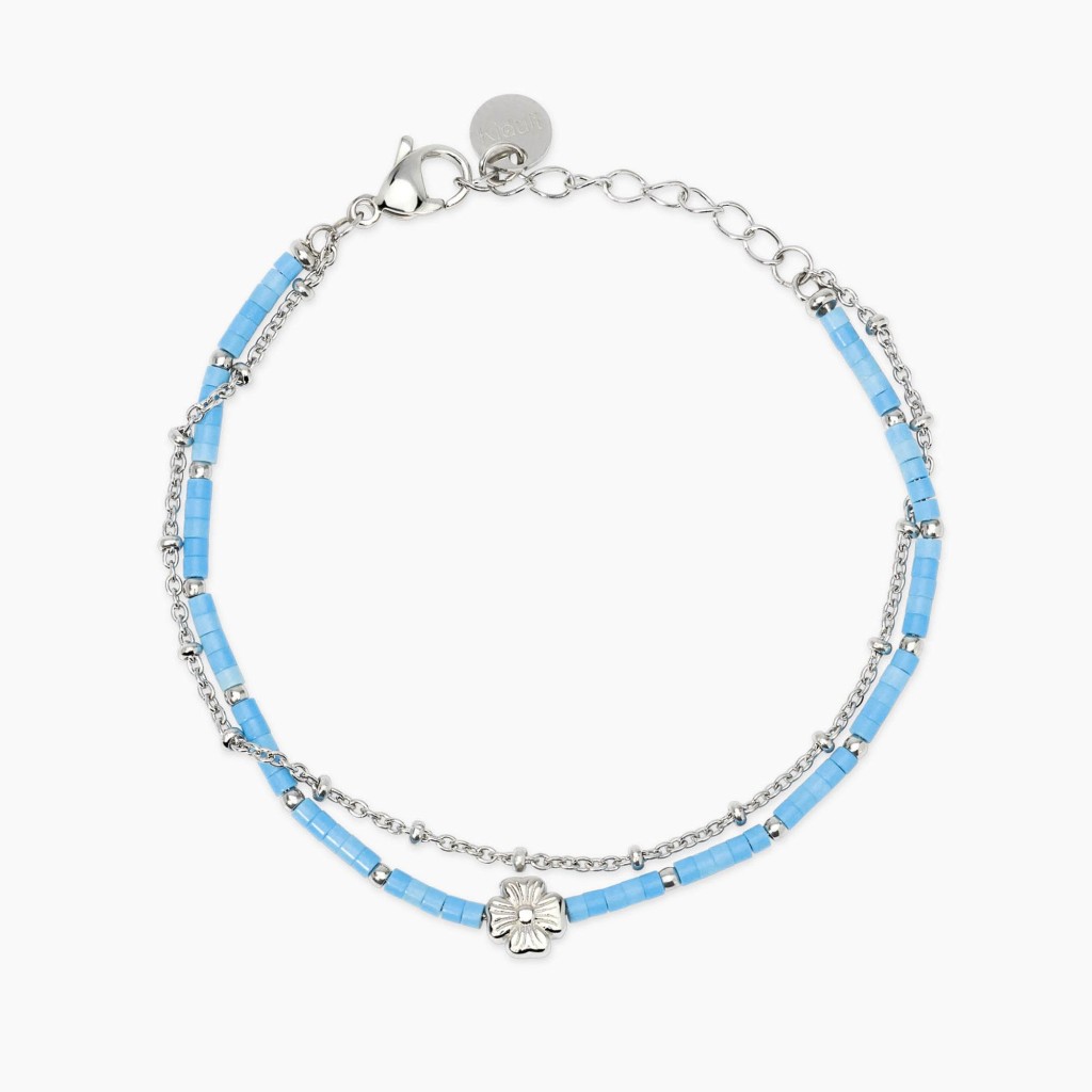 Bracciale con catene in acciaio e turchese STYLE 76 - KIDULT
