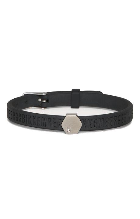 Bracciale Bikkembergs Uomo Cinturino Caucci&ugrave; Nero e Diamante - BIKKEMBERGS