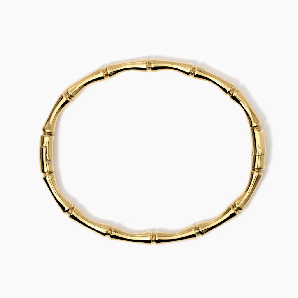 Bracciale rigido effetto bambù in acciaio dorato - KIDULT