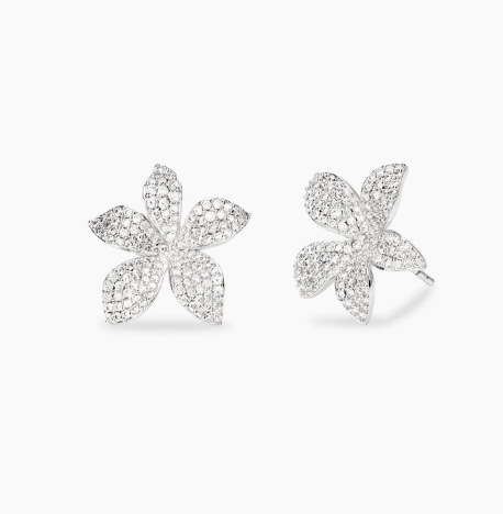 Orecchini in bronzo e argento con fiore in zirconi - MABINA