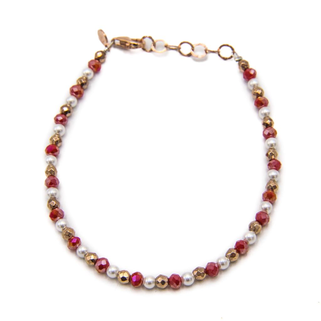 Bracciale Sacramore Firenze con Perline rosse, Bianche e Oro - SACRAMORE FIRENZE