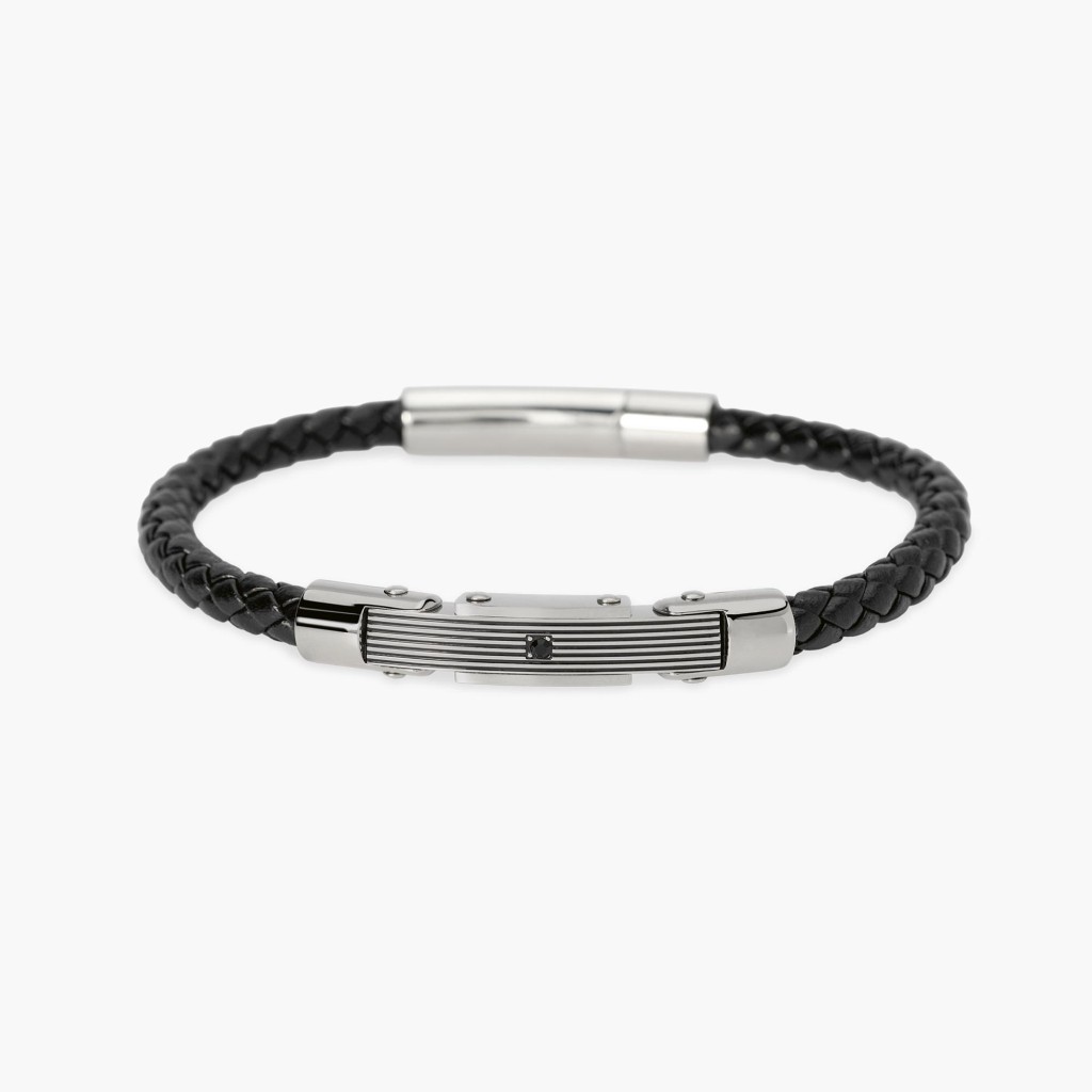 Bracciale con lab leather e piastra centrale - KIDULT
