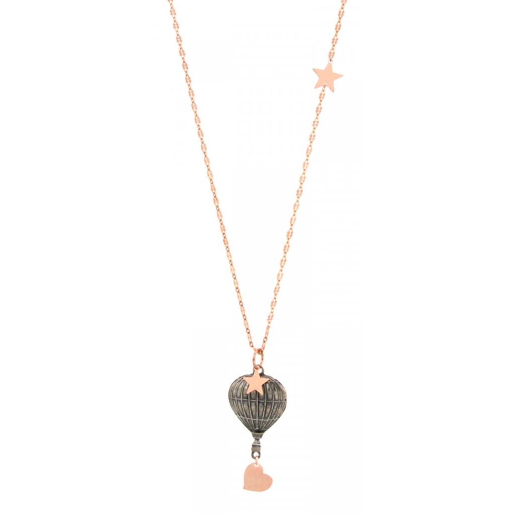 PENDENTE MONGOLFIERA INVECCHIATA, CUORE E STELLA PENDENTI - MISURA REGOLABILE - MAMAN ET SOPHIE
