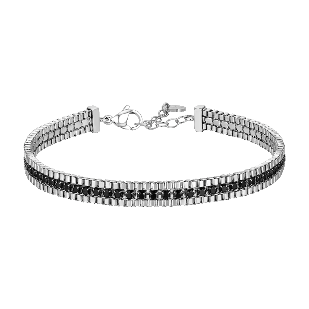 Luca Barra bracciale uomo in acciaio e zirconi neri - LUCA BARRA