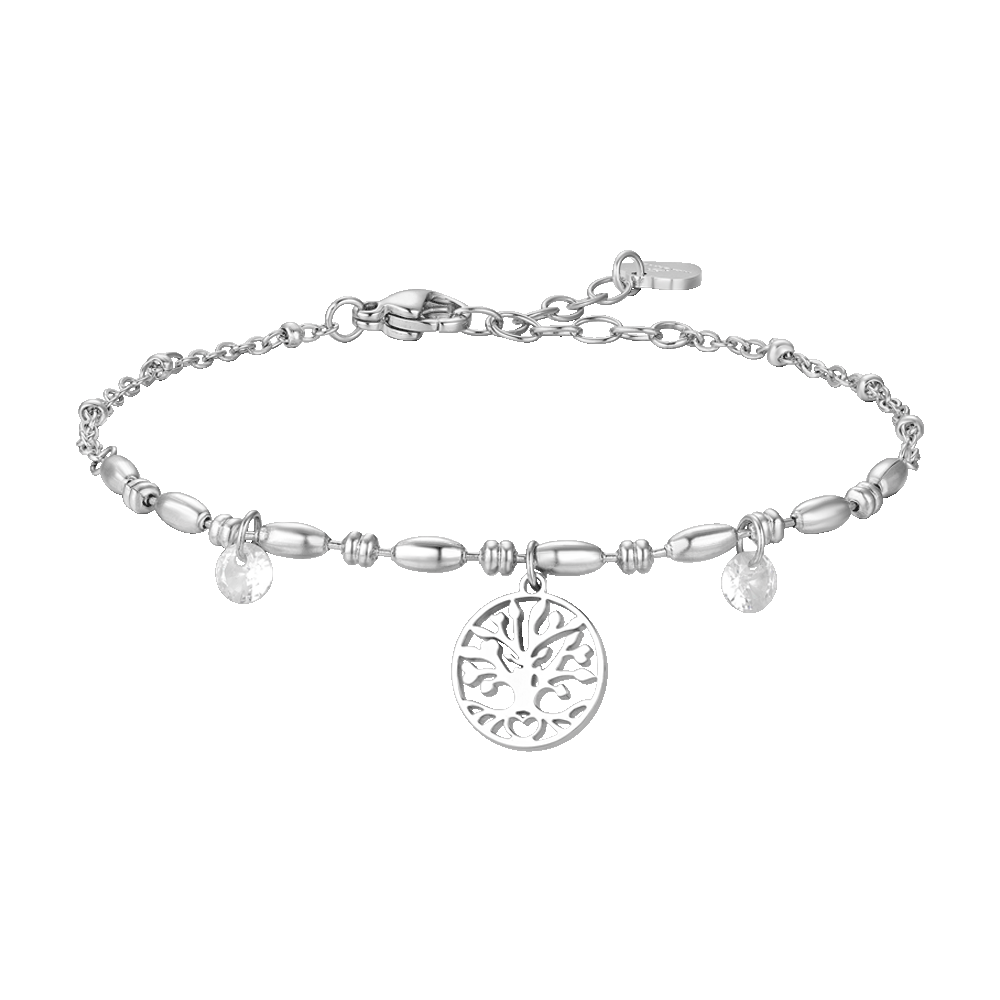 Luca Barra bracciale donna in acciaio con albero della vita e zirconi bianchi - LUCA BARRA