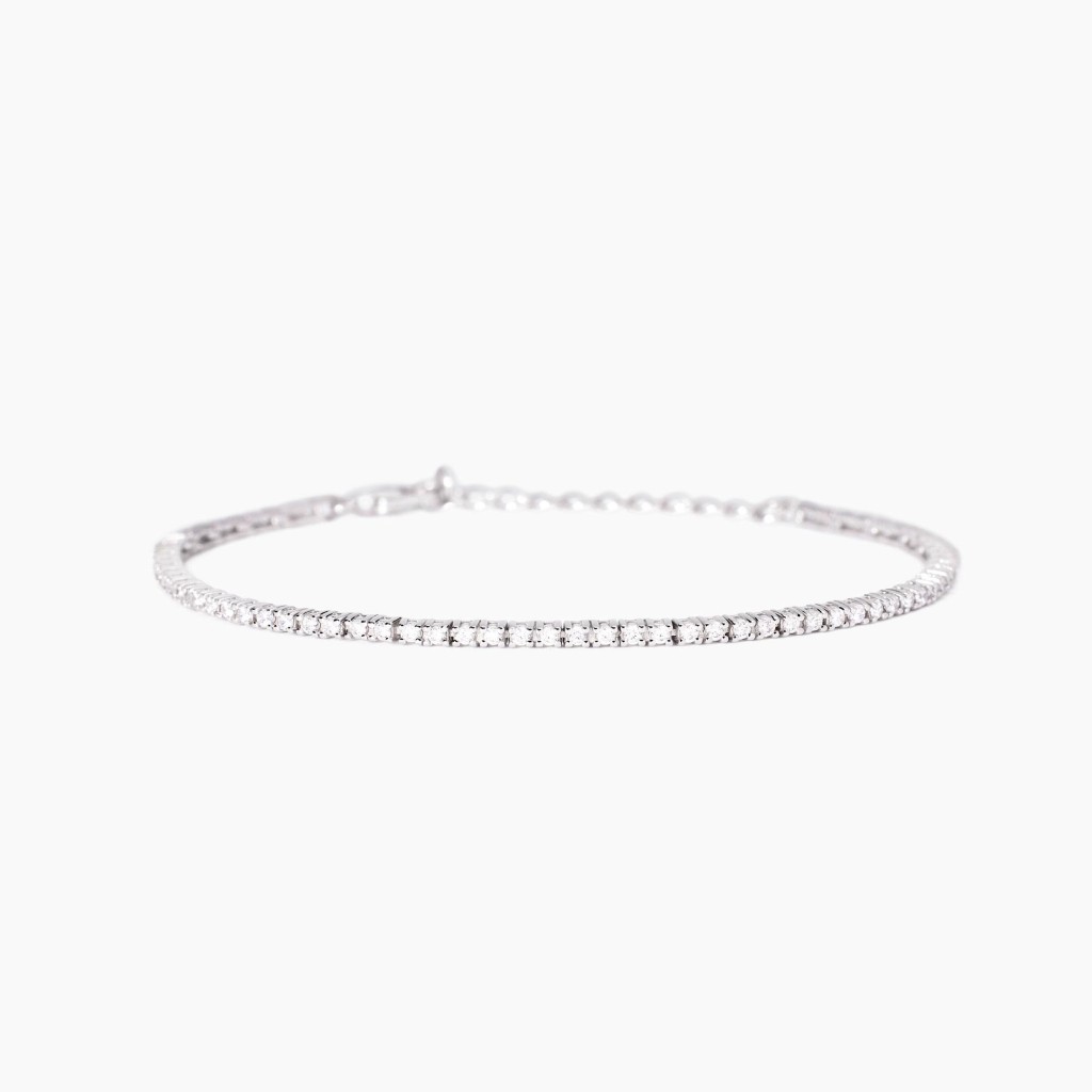 Bracciale tennis regolabile in argento con zirconi Tennis Club - MABINA