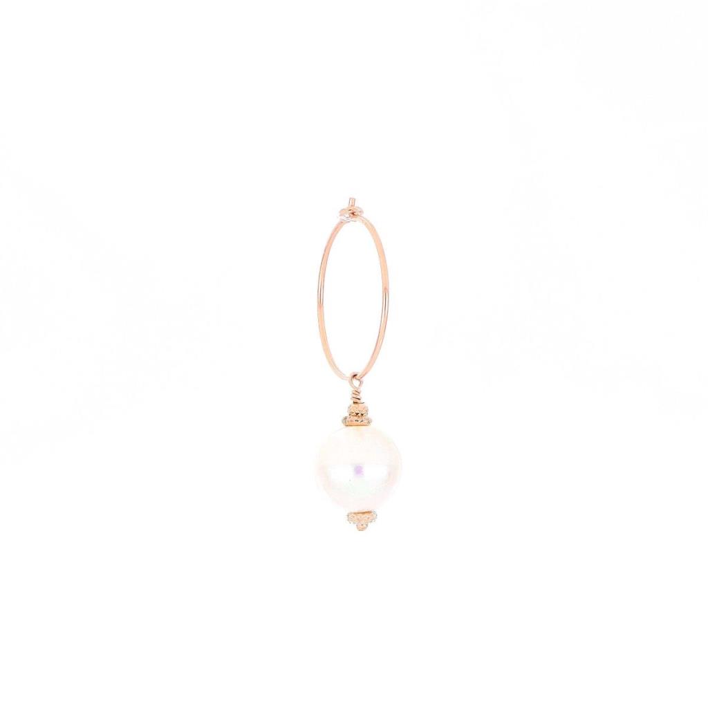 Orecchino Maman Et Sophie A Cerchio Medio Perla Bianca - MAMAN ET SOPHIE