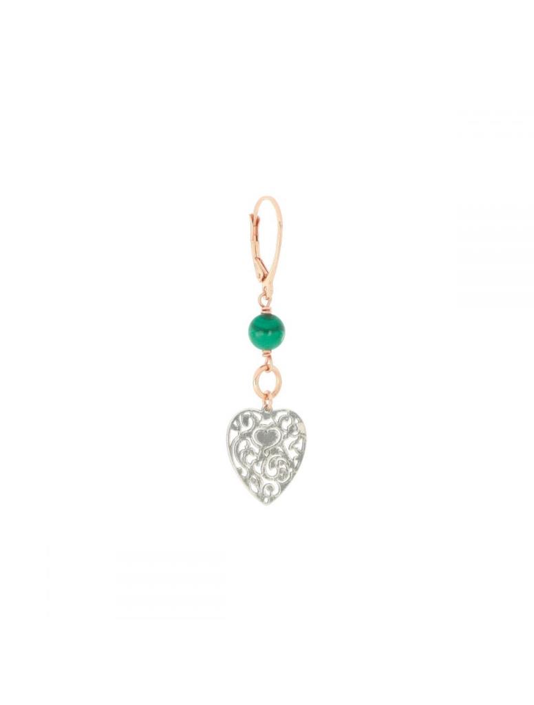 Mono Orecchino Maman et Sophie Pianeta Malachite e Cuore Vittoriano - MAMAN ET SOPHIE
