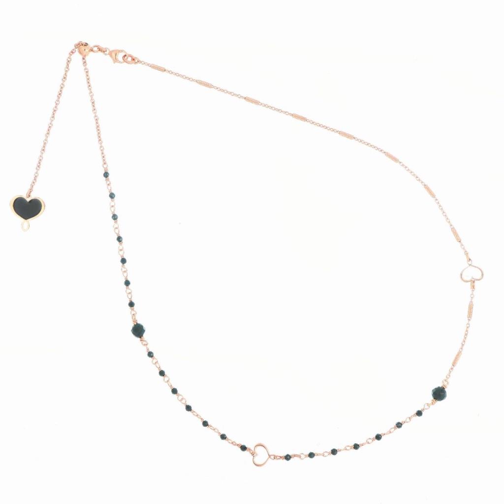 Collana Mamn Et Sophie Girocollo Cuoricini E Spinelli Neri - MAMAN ET SOPHIE