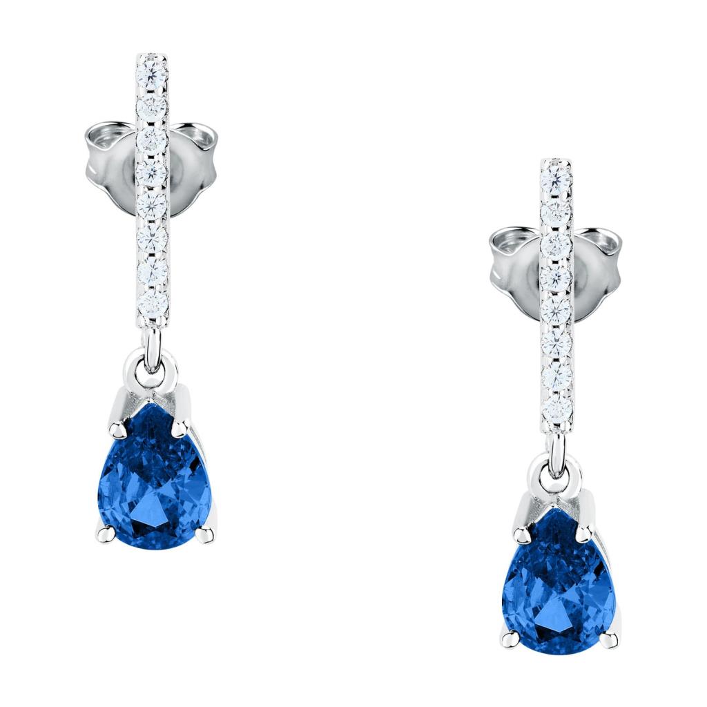 Orecchini Donna In Ambra Blu Baltico - Goccia Artigianale In Argento 925