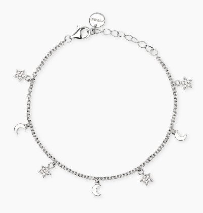 Bracciale in bronzo e argento con ciondoli lune e stelle - MABINA