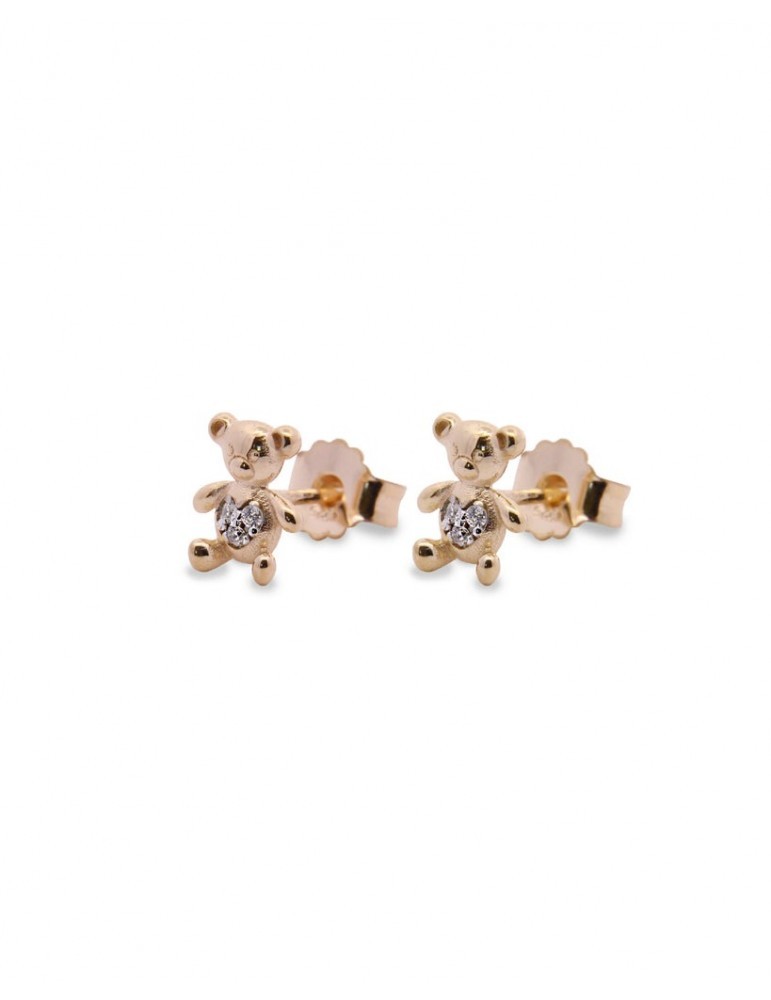 Orecchini orso in argento 925‰ dorato con zirconi bianchi  - RUE DES MILLE