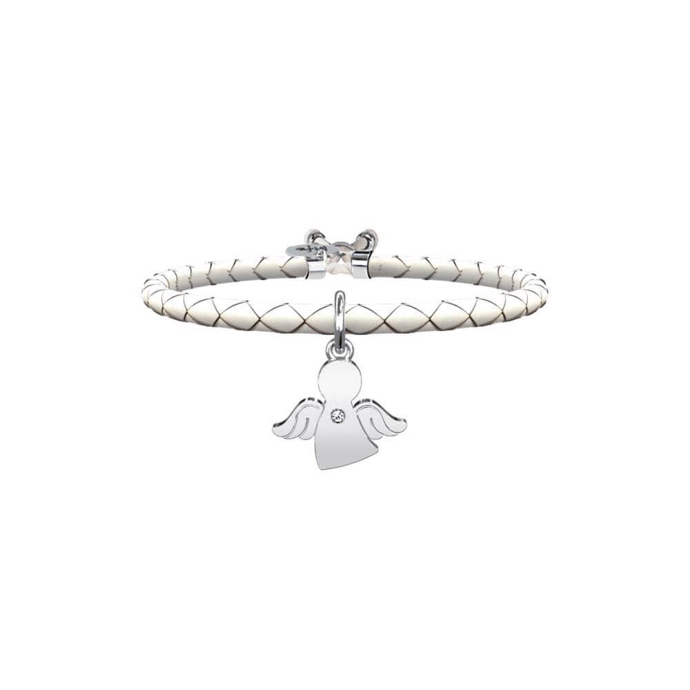 BRACCIALE PELLE BIANCA E ACCIAIO 316L - KIDULT