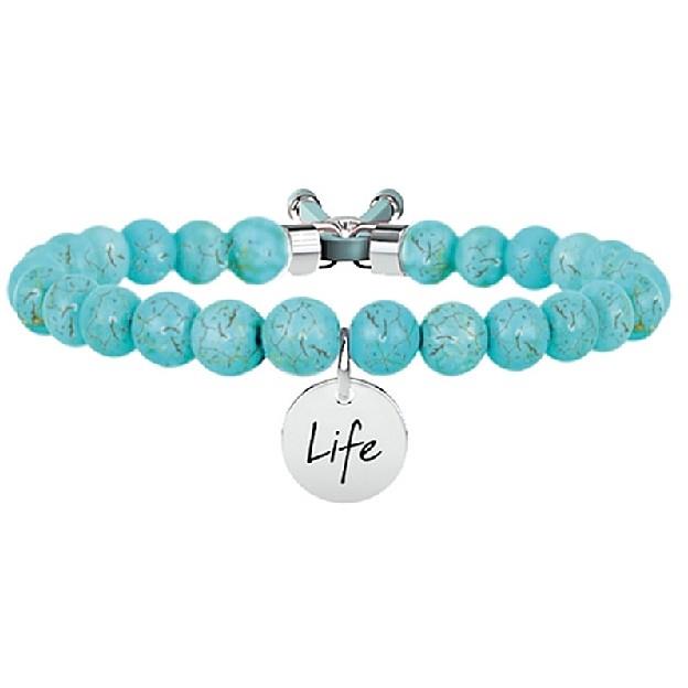 KIDULT Bracciale Elastico Per Mamma - Gioiello Con Diaspro Verde, Cristalli E Acciaio Oro - Regalo Significativo