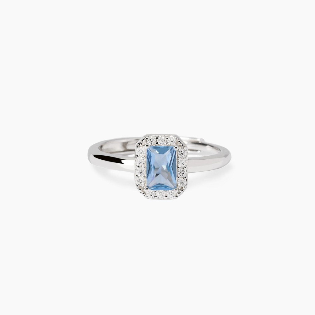 Anello con acquamarina sintetica - MABINA