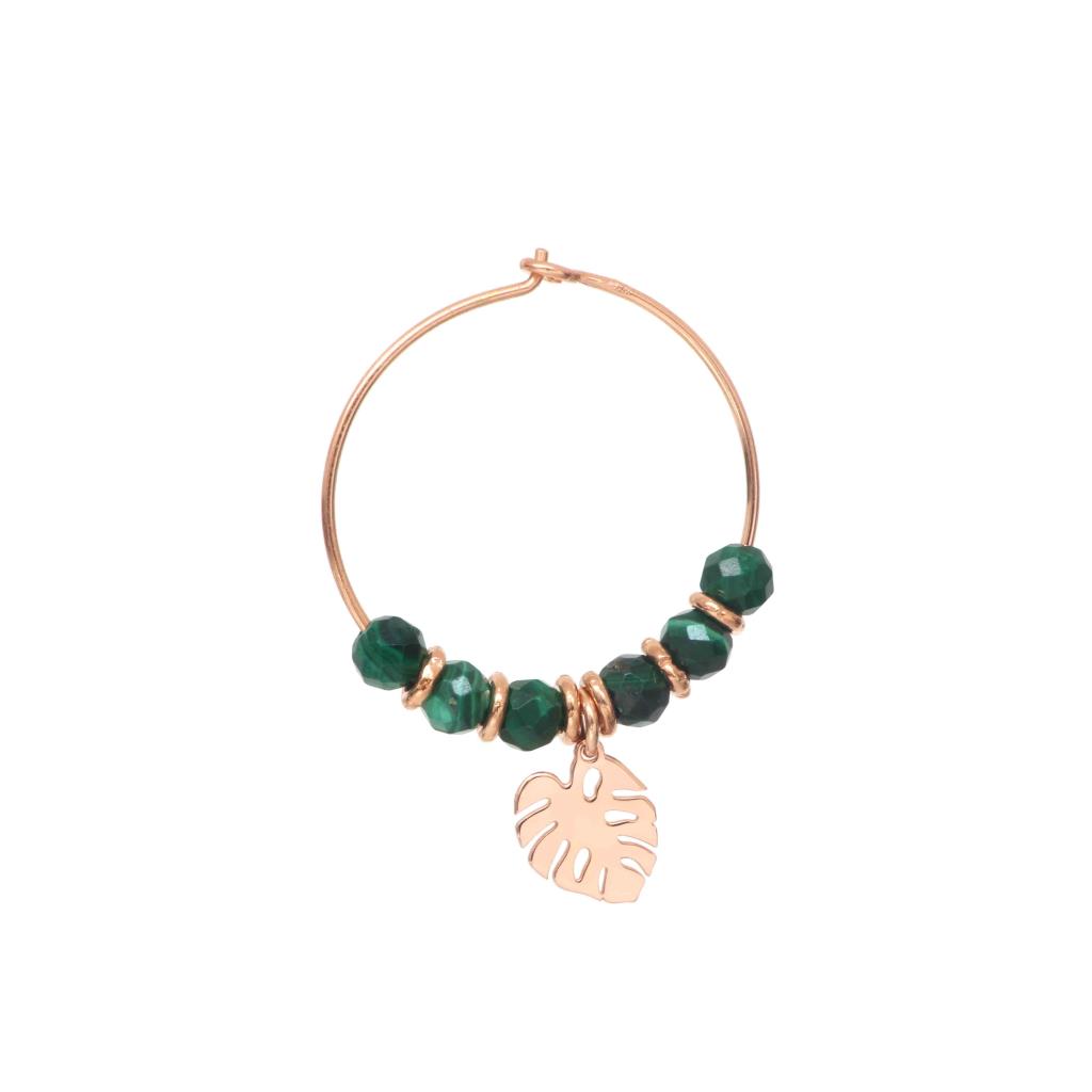 Orecchino singolo con foglia monstera e malachite - MAMAN ET SOPHIE
