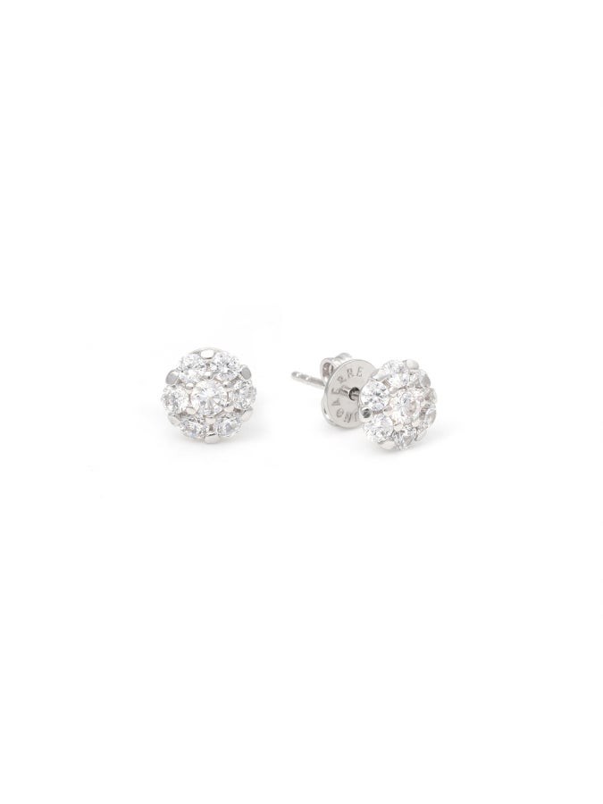 Orecchini in argento con fiori pav&eacute; - UNOAERRE