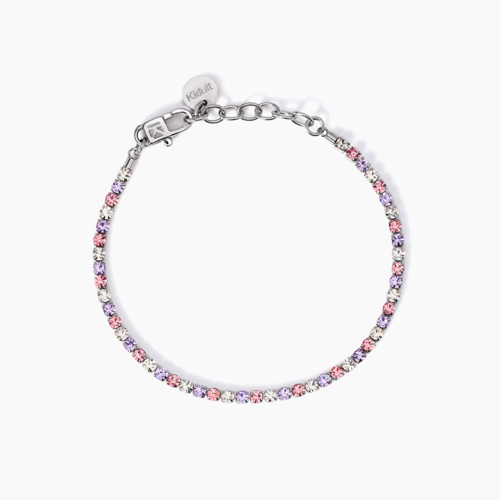 Bracciale tennis cristalli bianchi e rosa - KIDULT