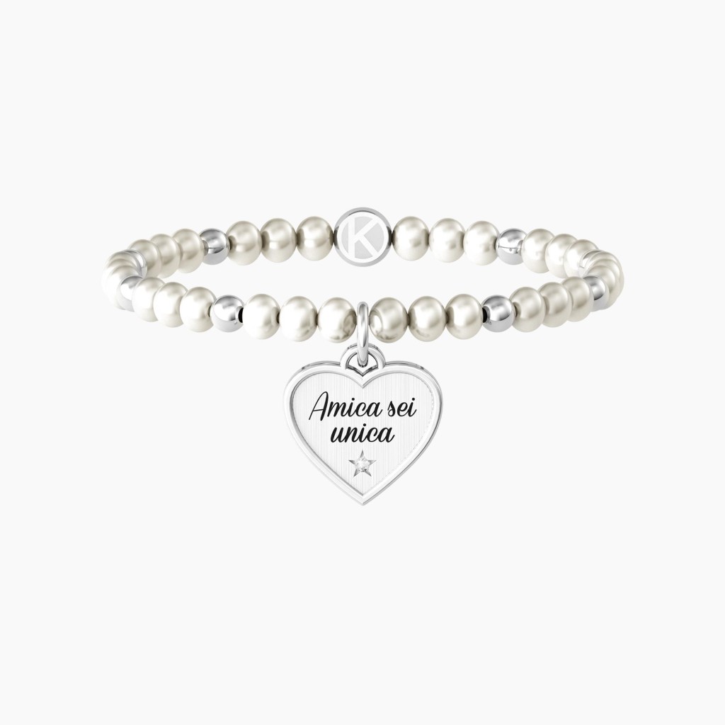 Bracciale amica con perle e ciondolo cuore - KIDULT