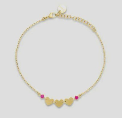 BRACCIALE RUE DES MILLE 3 CUORI E PUNTO LUCE ROSSE - RUE DES MILLE