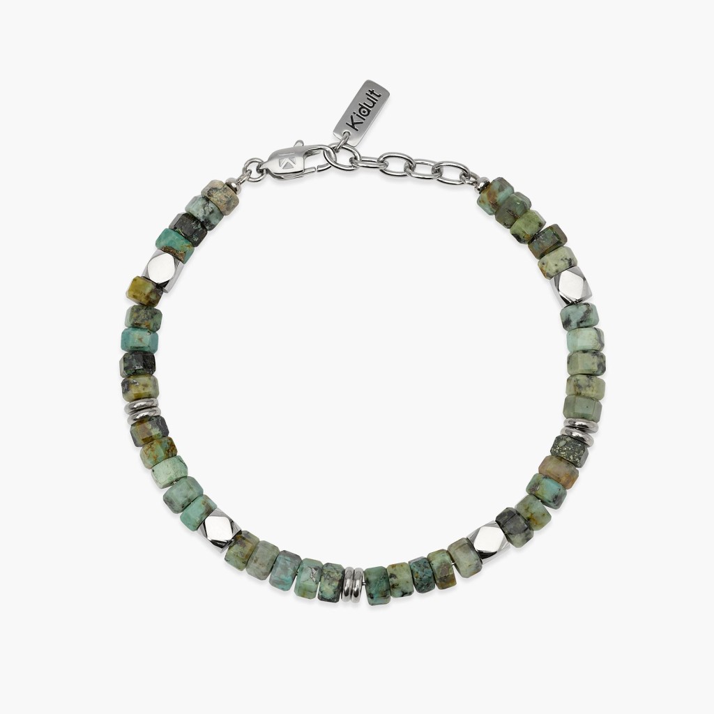 Bracciale in acciaio e turchese africano - KIDULT