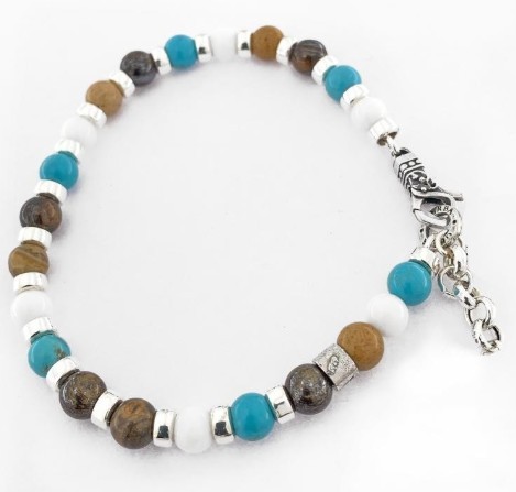 Bracciale Unisex GERBA MOSCH13 con Pietre Naturali e Moschettone Argento 925 - GERBA JEWELS