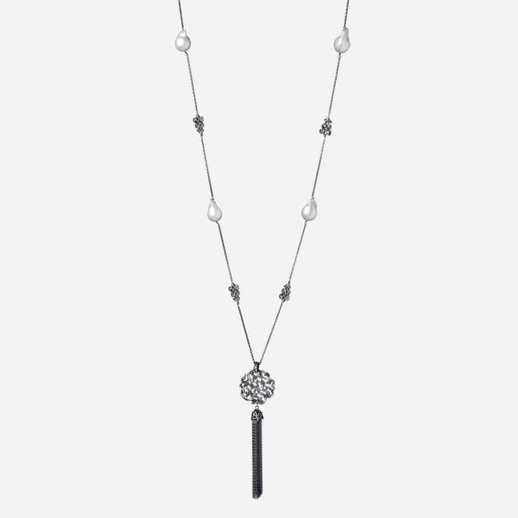 Collana In Argento Con Nappina e Perle - MARIA LUISA