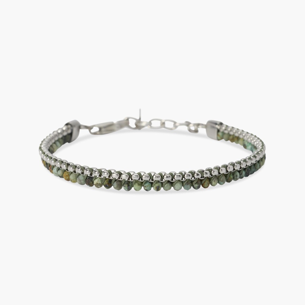 Bracciale in acciaio con nylon e turchese africano - KIDULT