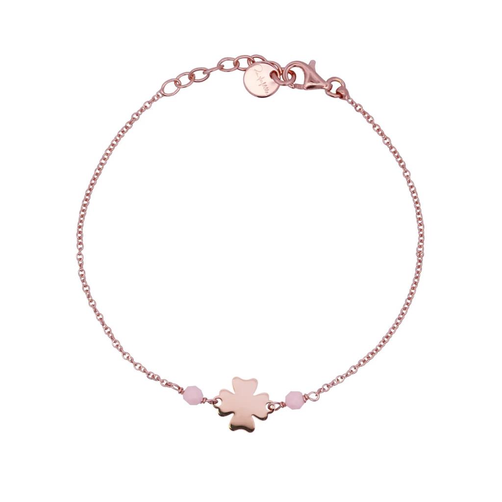 Bracciale Rue Des Mille Quadrifoglio e pietre rosa - RUE DES MILLE