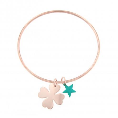 Bracciale Rigido Quadrifoglio E Cuore - MAMAN ET SOPHIE