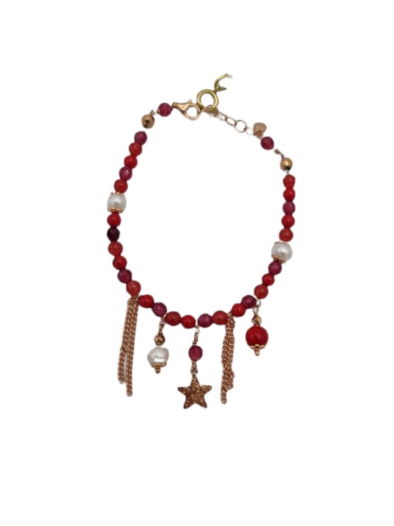 Bracciale Sacramore Firenze Perle e Pietre Naturali Rosso - SACRAMORE FIRENZE