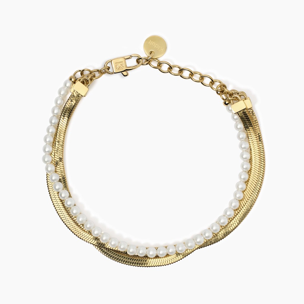 Bracciale dorato con catena e perle conchiglia - KIDULT