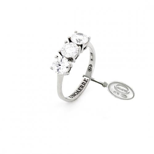 Anello Unoaerre Trilogy in argento bianco - UNOAERRE