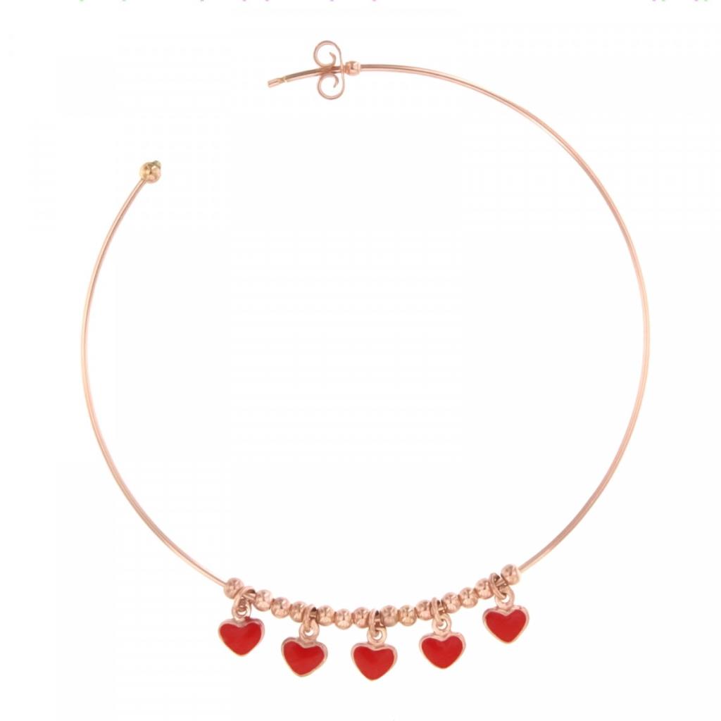 ORECCHINO SINGOLO CERCHIO 65 MM CON 5 CUORI MIGNON - MAMAN ET SOPHIE