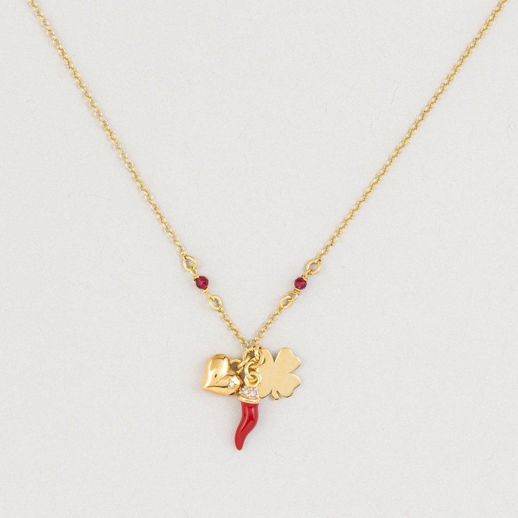 Collana Ciuffetto Cornetto con Cuore Bombato - VERSARI ACCESSORIES