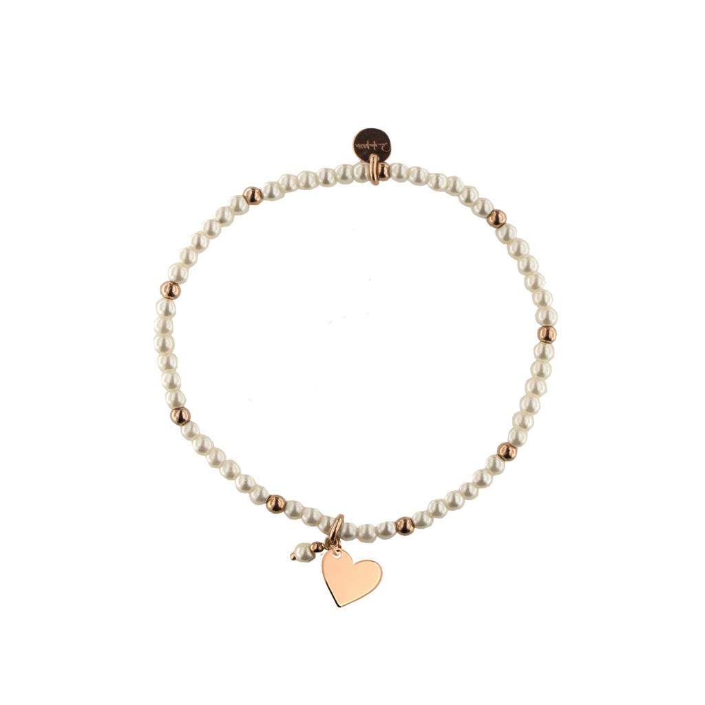 Rue Des Mille Braccialetto elastico con perle e palline - CUORE - RUE DES MILLE