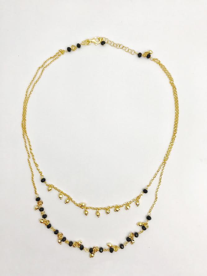 COLLANA DOPPIA CON PIETRE NERE - LORENZO SEGONI SILVER