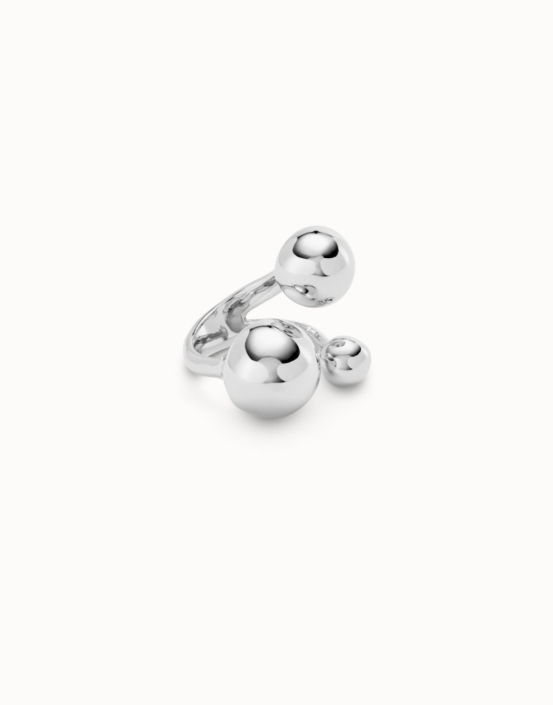 Anello placcato argento Sterling con tre sfere di varie dimensioni - UNO DE 50