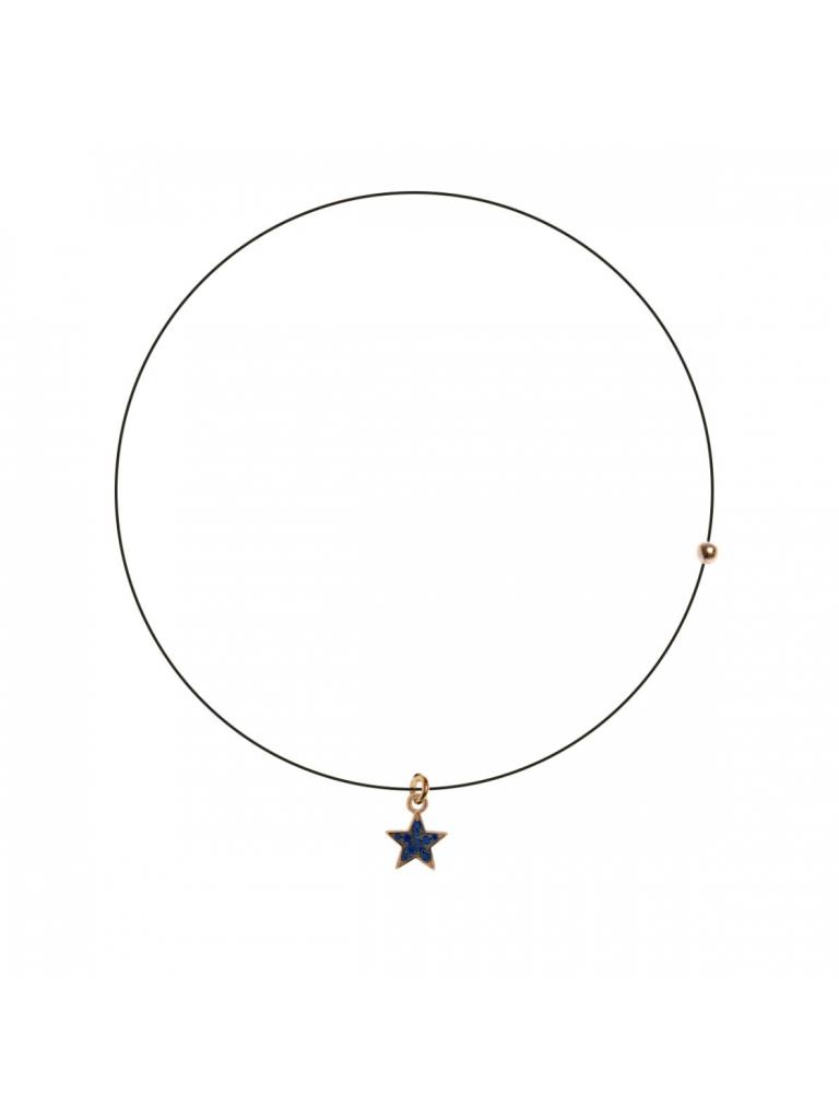 GIROCOLLO LENZA NERO CON CIONDOLO ZIRCONI COLORATI STELLA - RUE DES MILLE